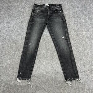 Moussy Vintage Jeans Womens 26 Gray Mid Rise Skinny Distressed Raw Hem Japan